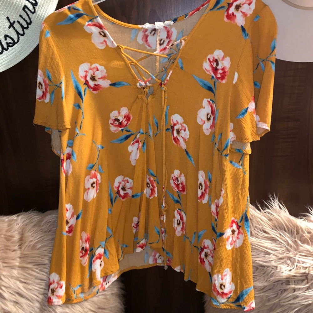 Flowered top.